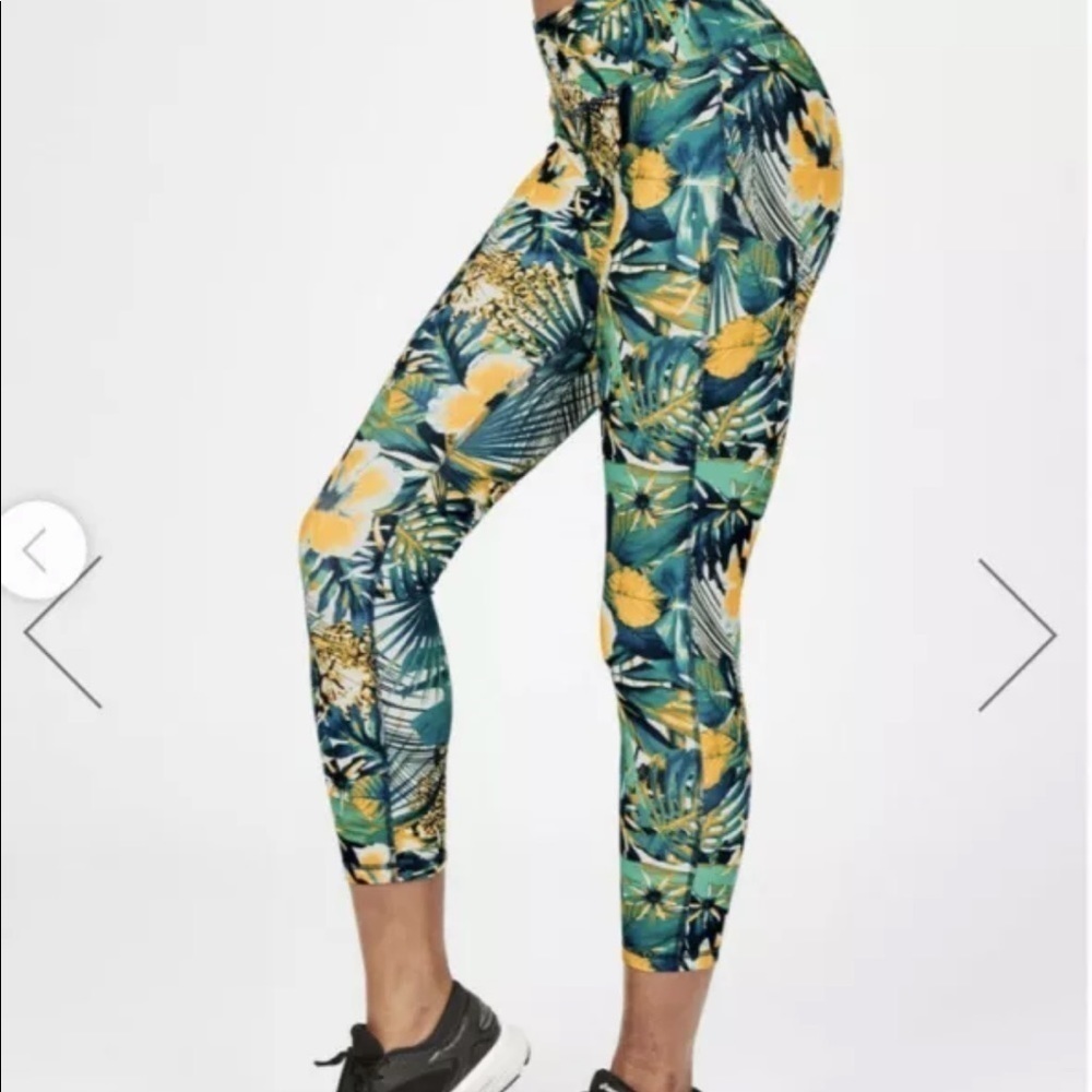 Sweaty Betty Contour Leggings Green Hibiscus Small